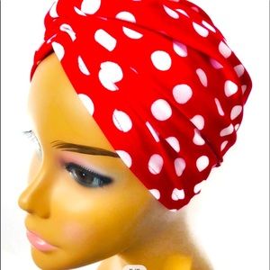 Satin Lined Red polka dot Turban